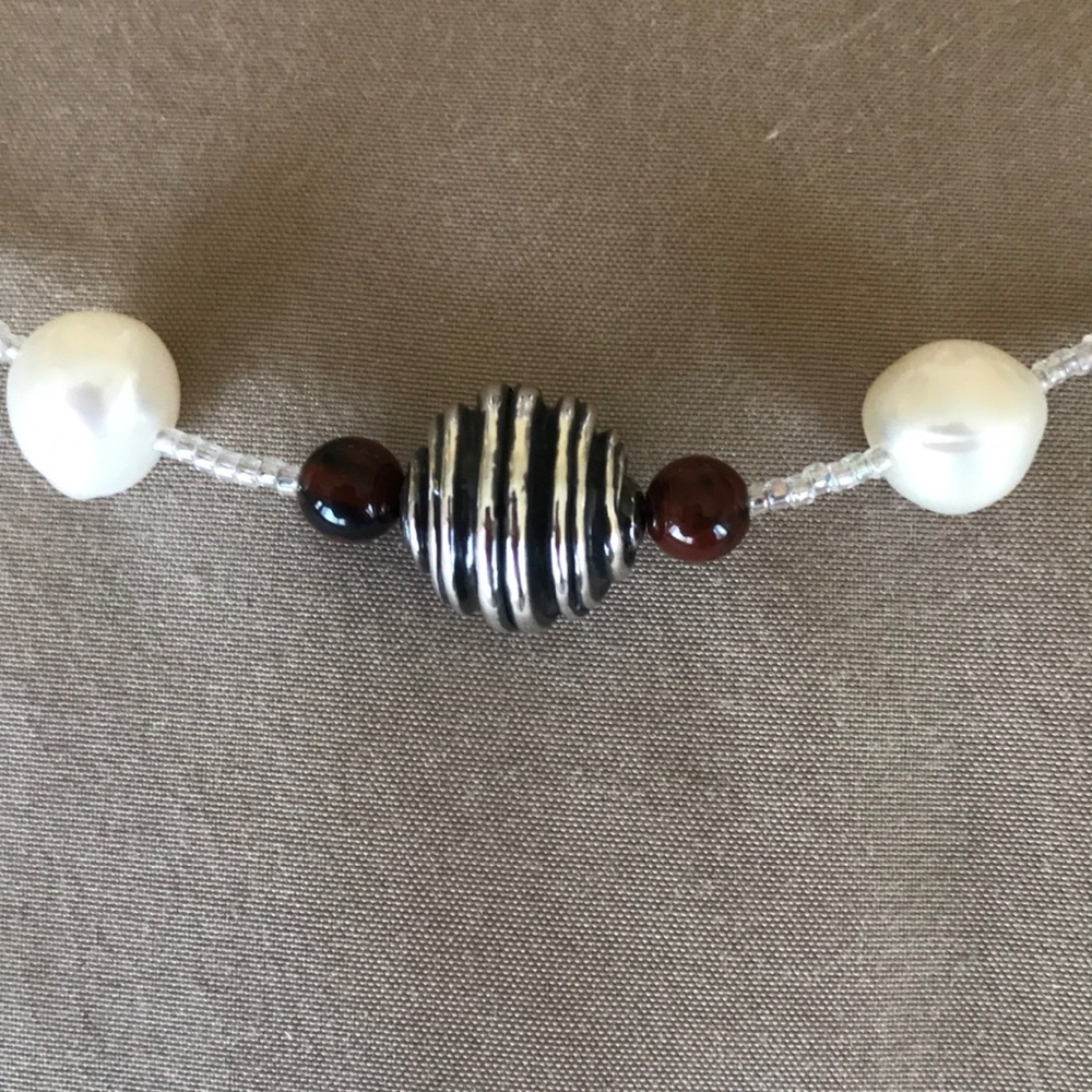 Freshwater Pearl, Jasper and Silver Jewelry Set